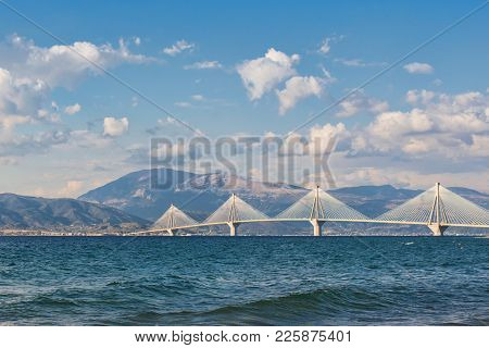 View On The Rion-antirion Bridge Near Patras, Greece