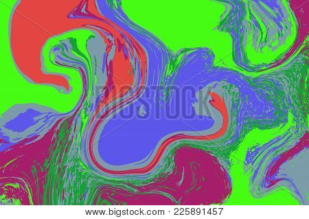 Lime Green Blue Digital Marbling. Abstract Marbled Texture. Liquid Paint Abstraction. Psychedelic Co