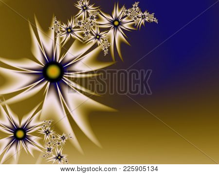 Fractal Image, Beautiful Template For Inserting Text,  In Color Brown And Blue.                 
Bac