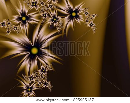 Fractal Image, Beautiful Template For Inserting Text,  In Color Brown And Blue.                 
Bac
