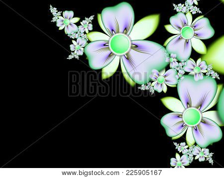 Fractal Image, Beautiful Template For Inserting Text,  In Color Black And White.                 
Ba