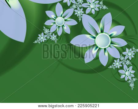 Fractal Image, Beautiful Template For Inserting Text,  In Color Green And Blue.                 
Bac