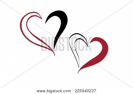 Card - Declaration Of Love Or Wedding Invitation In The Form Of Heart Contours