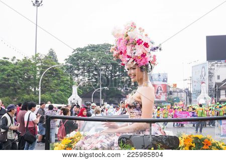 Chiangmai, Thailand - February 3: Beautiful Women On The Parade In Annual 42Th Chiang Mai Flower Fes