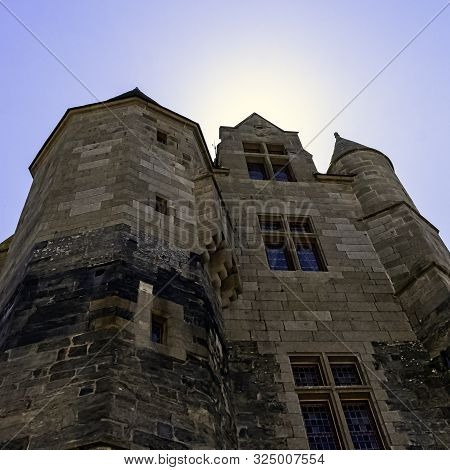 Vitre, Brittany, France - June 1: Chateau De Vitre - Medieval Castle In The Town Of Vitré On June 1,