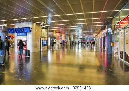 VIENNA, AUSTRIA - CIRCA MAY, 2019: interior shot of Wien Praterstern Station in Vienna.