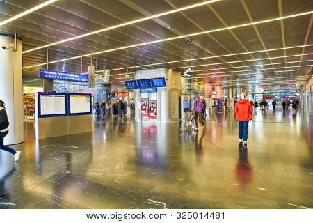 VIENNA, AUSTRIA - CIRCA MAY, 2019: interior shot of Wien Praterstern Station in Vienna.