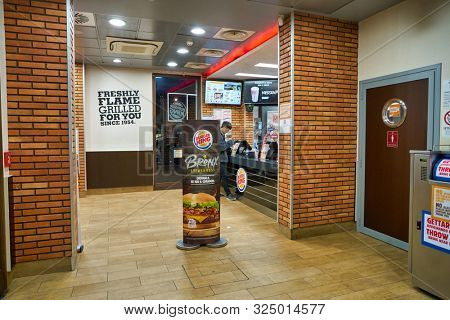 VENICE, ITALY - CIRCA MAY, 2019: interior shot of Burger King restaurant in Venice.