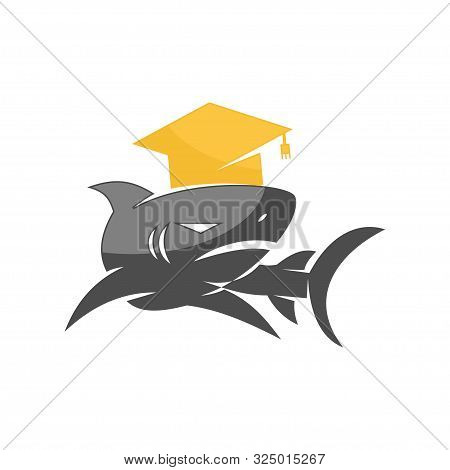 Shark Education Logo Design Vector Isolated  Concept Template