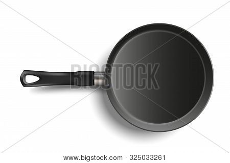 Realistic Frying Pan Isolated On Transparent Background. Metallic Dishware. Utensil For Cooking. Sto