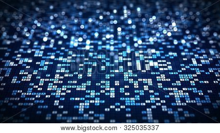 Abstract Technology Big Data Background Concept. Blue Hexadecimal Big Data Digital Code Futuristic I
