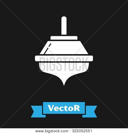 White Hanukkah Dreidel Icon Isolated On Black Background. Vector Illustration