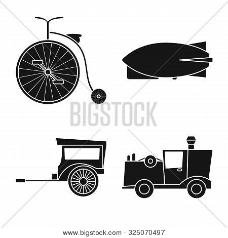 Vector Design Of Retro And Trip Symbol. Set Of Retro And Mechanical Vector Icon For Stock.