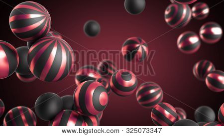 Abstract Background Black Spheres On A Darck Background 3d Render
