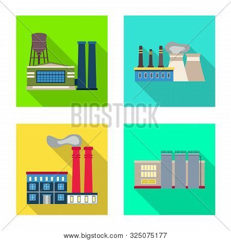 Isolated Object Of Industry And Plant Logo. Collection Of Industry And Technology Vector Icon For St