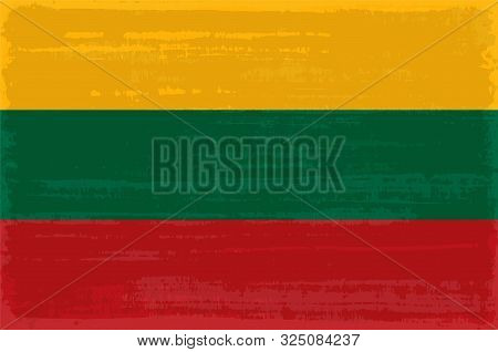 Lithuanian National Flag Isolated Vector Illustration. Travel Map Design Graphic Element. Europe Cou