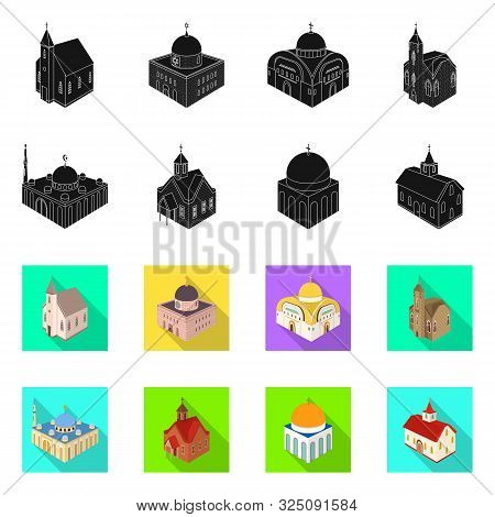 Vector Illustration Of Temple And Historic Icon. Set Of Temple And Faith Vector Icon For Stock.