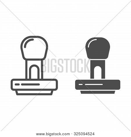 Stamp Line And Glyph Icon. Stamper Vector Illustration Isolated On White. Post Cliche Outline Style 