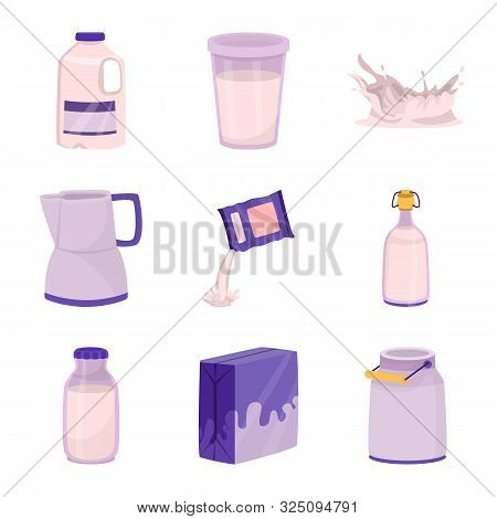 Isolated Object Of Food And Dairy Sign. Set Of Food And Calcium Stock Vector Illustration.