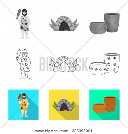 Vector Illustration Of Evolution And Neolithic Icon. Set Of Evolution And Primeval Stock Vector Illu