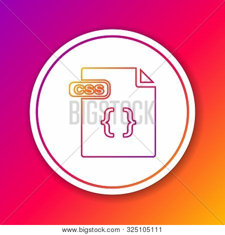 Color Line Css File Document. Download Css Button Icon Isolated On Color Background. Css File Symbol