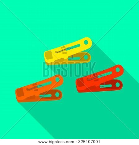 Vector Illustration Of Clothespeg And Peg Sign. Set Of Clothespeg And Washing Stock Symbol For Web.