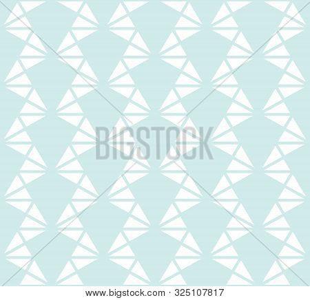 Triangles Geometric Pattern. Subtle Vector Seamless Texture. Elegant Light Green And White Minimal G