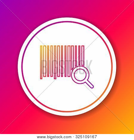 Color Line Search Barcode Icon Isolated On Color Background. Magnifying Glass Searching Barcode. Bar