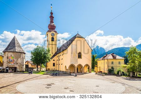 Tarvisio,italy - September 3,2019 - View At The Church Of Saint Peter And Paul In Tarvisio. Tarvisio