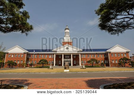 Daegu, South Korea - 6 April, 2019: Classic Building At Keimyung University In Daegu, South Korea. K
