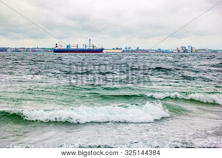 Helsingborg, Sweden - May, 2019: The Tanker Scf Passes Helsingborg Harbor In Sweden.