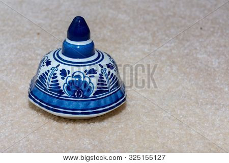 Hand Made Dutch Delft Blau (blue) Ornament With Blue Flower Designs And Porcelin China On An Isolate