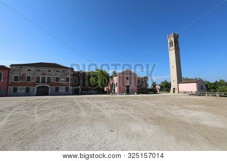 Wide Town Square Of Lio Piccoli A Small Village In Northern Italy Near Venice Island