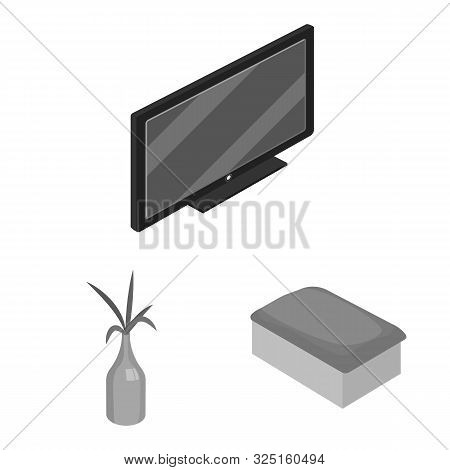 Isolated Object Of Bedroom And Room Logo. Set Of Bedroom And Furniture Stock Vector Illustration.