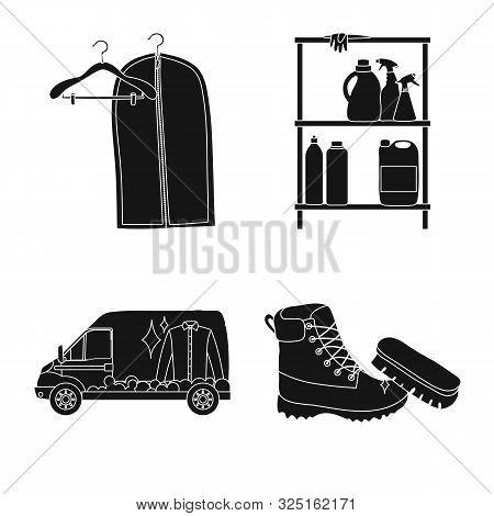 Vector Illustration Of Laundry And Clean Logo. Set Of Laundry And Clothes Vector Icon For Stock.