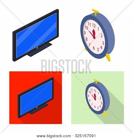 Vector Design Of Bedroom And Room Sign. Set Of Bedroom And Furniture Vector Icon For Stock.