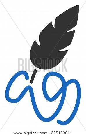 Vector Writing Feather Flat Icon. Vector Pictograph Style Is A Flat Symbol Writing Feather Icon On A