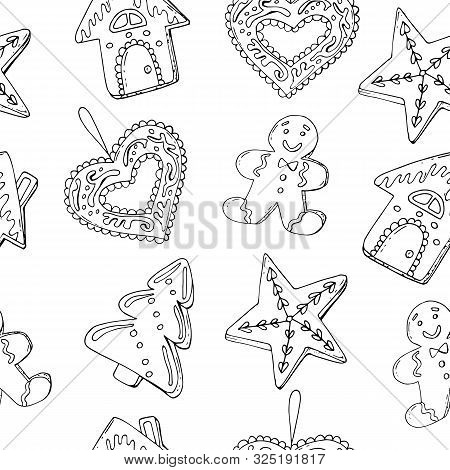 Seamless Christmas Treats Pattern. Christmas Sweet Festive Food Collection.