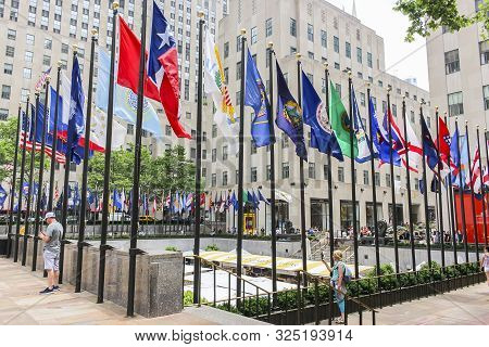 New York, Usa; June 23, 2017; Rockfeller Center Visited By Tourists During The Summer