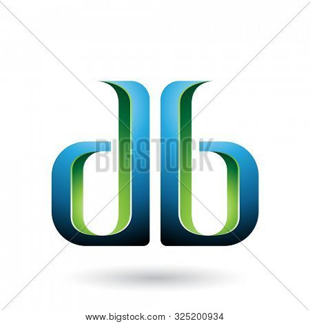Illustration of Blue and Green Double Sided D and B Letters isolated on a White Background
