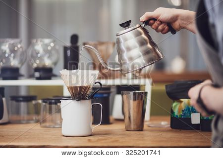 Pour Over Coffee In Funnel. Alternative Method