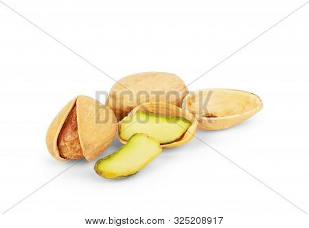 Pistachio Nuts. Isolated On A White Background.