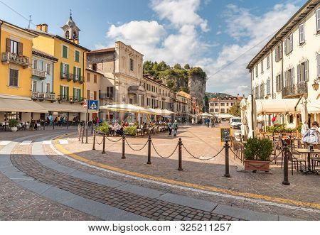 View Of Central Square - Piazza Del Popolo In Center Of Arona, Located On The Shore Of Lake Maggiore