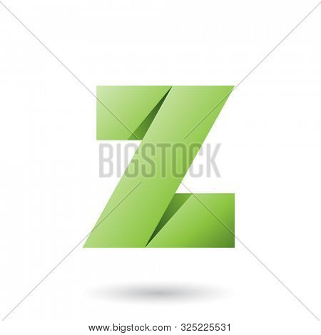 Illustration of Green Folded Paper Letter Z isolated on a White Background