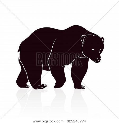 Bear Silhouette Vector Isolated On White Backround