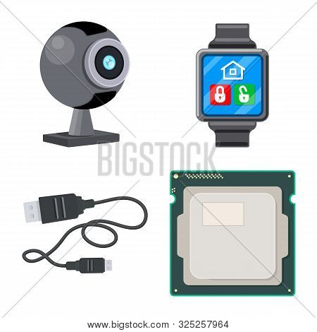 Vector Design Of Laptop And Device Sign. Set Of Laptop And Server Stock Vector Illustration.