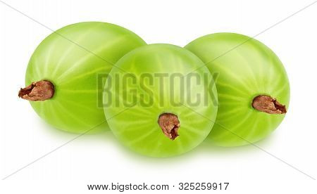 Composition With Juicy Gooseberries Isolated On White Background.