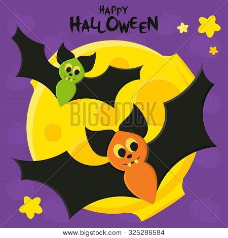 Halloween Cartoon Bat. Vector Illustration. Digital Clipart, Digital Images.