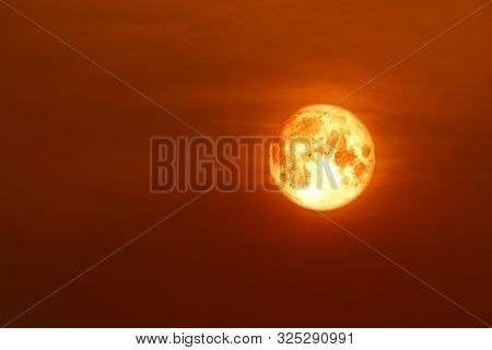 Harvest Blood Moon Back On Silhouette Red Orange Cloud And Night Sky