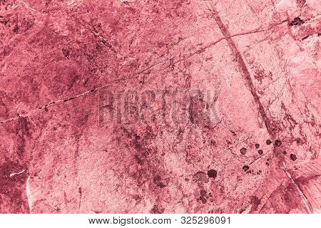 Vintage Pink Background. Rough Painted Wall Of Fiesta Color. Imperfect Plane Of Rosy Colored. Uneven